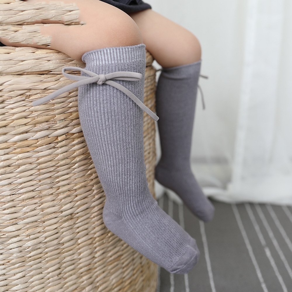 Cute Monochrome Bow Socks for Girls
