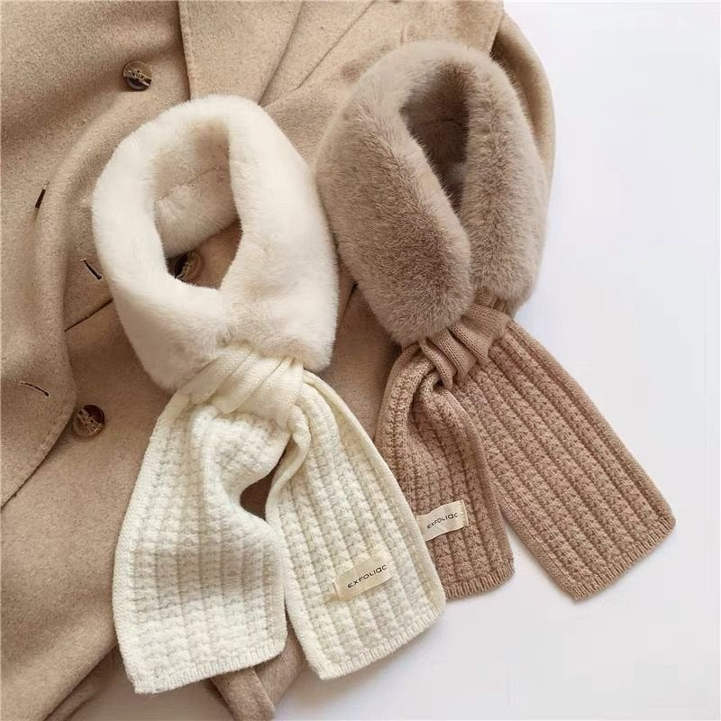 Warm Velvet Scarf for Women, Thick Fur Collar Scarf