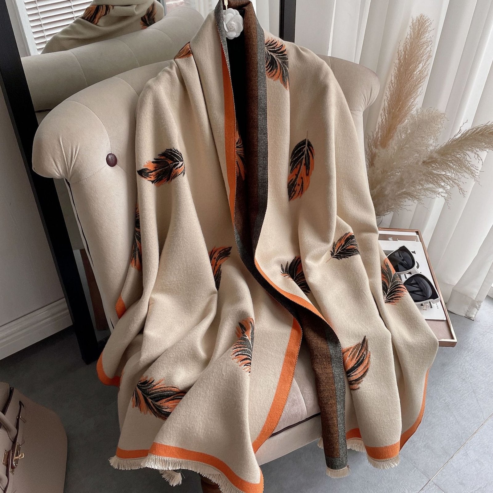 Warm Cashmere-Style Tassel Scarf for Women
