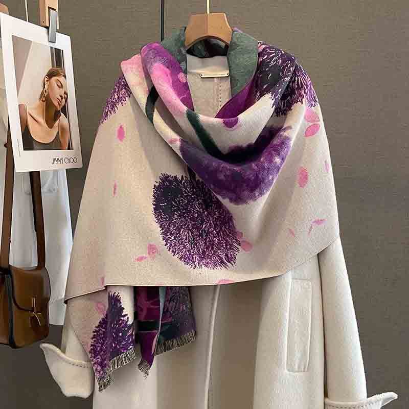 Thick Windproof Cashmere Scarf Women's Shawl