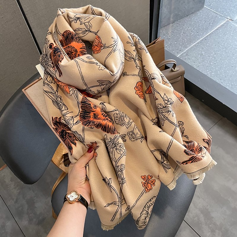 Warm Double-Sided Cashmere Scarf for Women