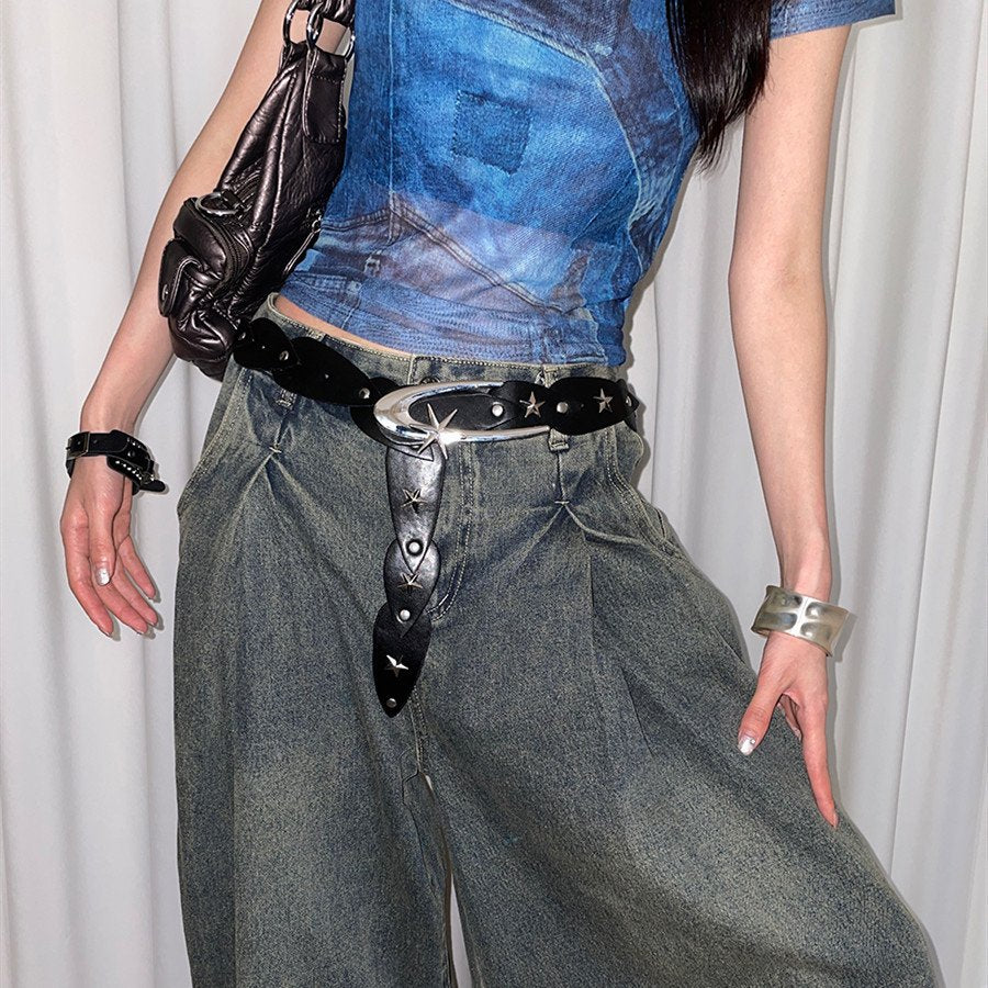 Women's PU Leather Wide Belt with Alloy Buckle