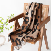 Brown Leopard Print Scarf Artificial Cashmere Shawl for Women