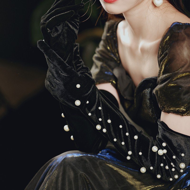 Elegant Black Satin Gloves for Women