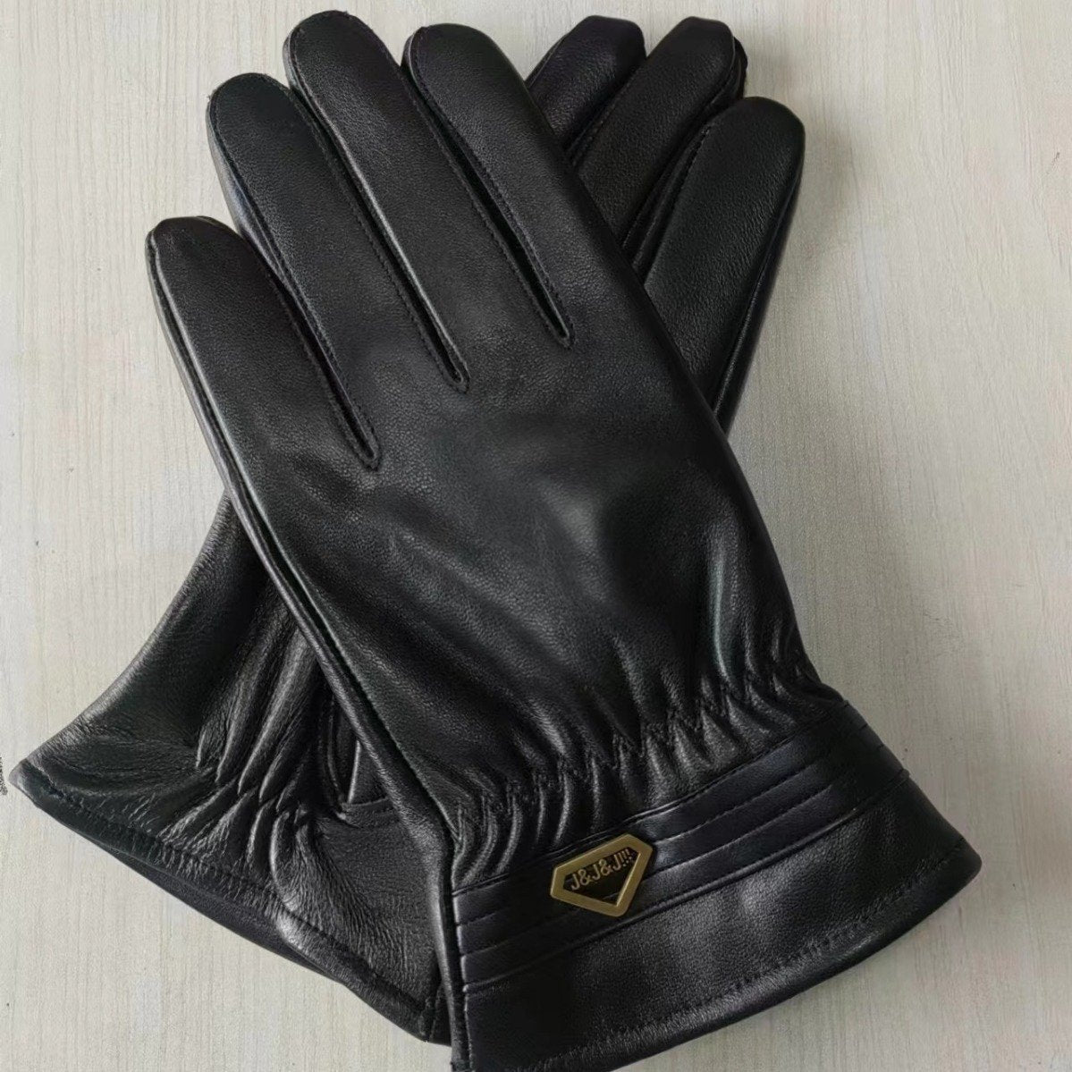 Men's Genuine Leather Winter Gloves, Touch Screen, Warm Sheepskin for Cycling & Driving