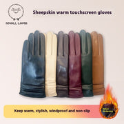Touch Screen Sheepskin Gloves for Women - Warm Winter Gloves with Velvet