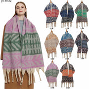 Autumn Winter Thick Shawl Scarf with Tassel Leaves