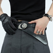 Unique Oval Moon Belt with Snap Button Closure