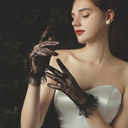 Winter White Lace Gloves for Women