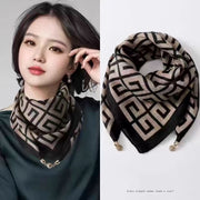 Square Silk Scarf for Women, Magnetic Buckle Winter Accessory