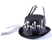 Skull Feather Flat Top Top Hat for Men & Women