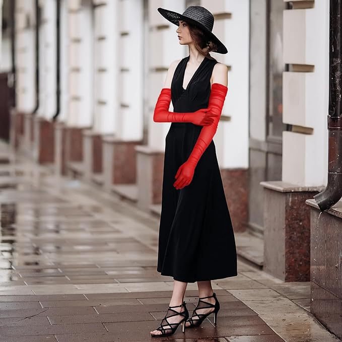Elegant Long Finger Gloves for Women - 4 Color Options