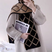 Warm Diamond Plaid Scarf for Couples