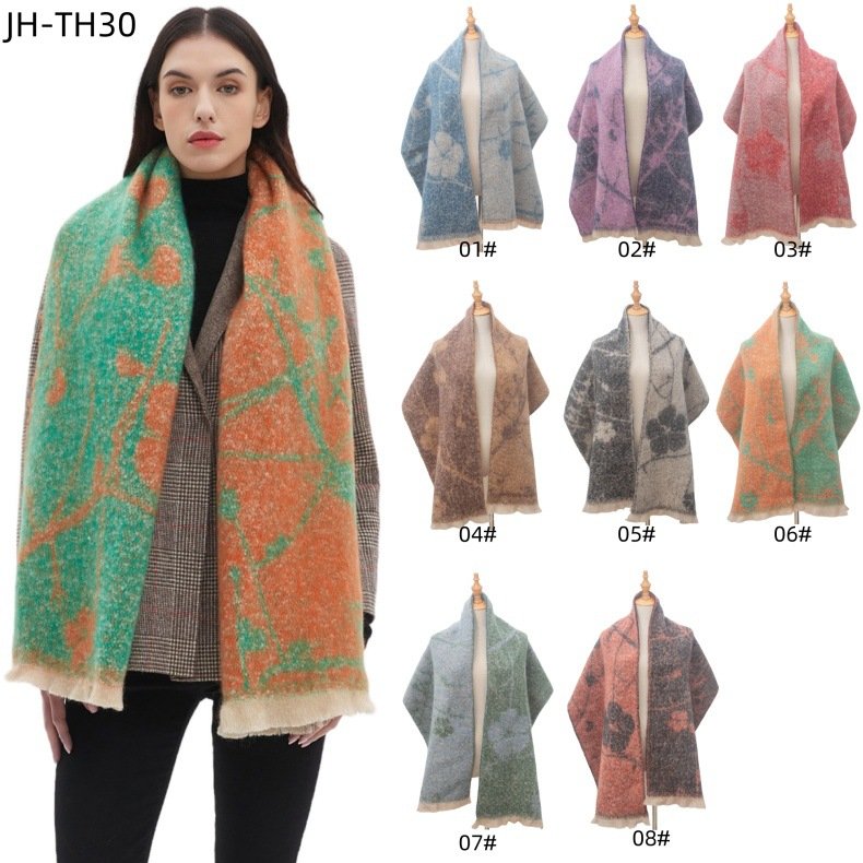 Stay Warm in Style with Floral Jacquard Scarf