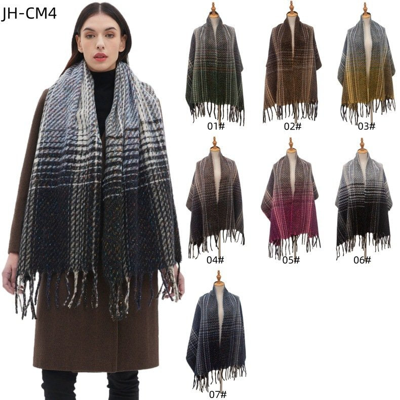 Stay Warm in Style with Gradient Tassel Scarf