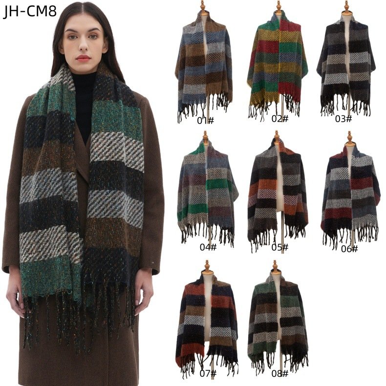 Striped Tassel Scarf for Men & Women