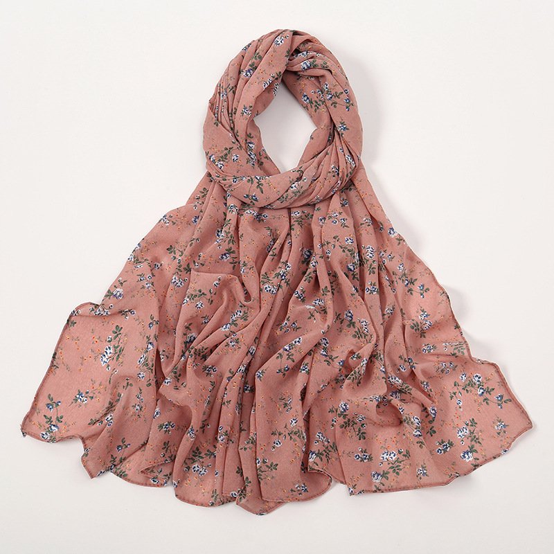Fresh Floral Chiffon Scarf for Women