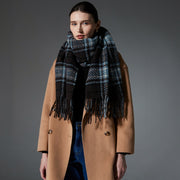 Blue Plaid Winter Scarf, Warm & Versatile, European Style