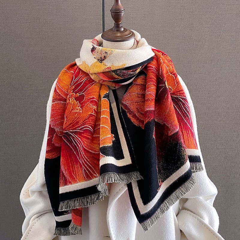 Warm Duplex Printing Cashmere Scarf for Winter