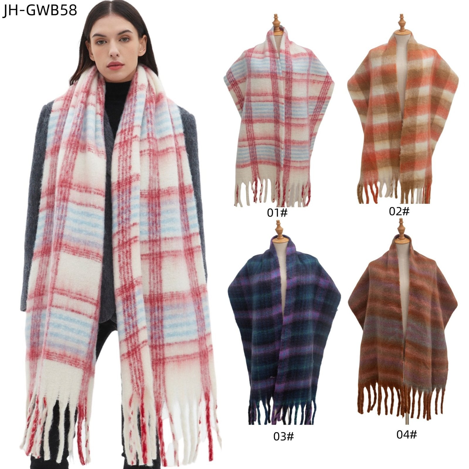 Warm Thick Plaid Scarf for Winter
