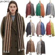 Red Gray Striped Scarf for Sun Protection