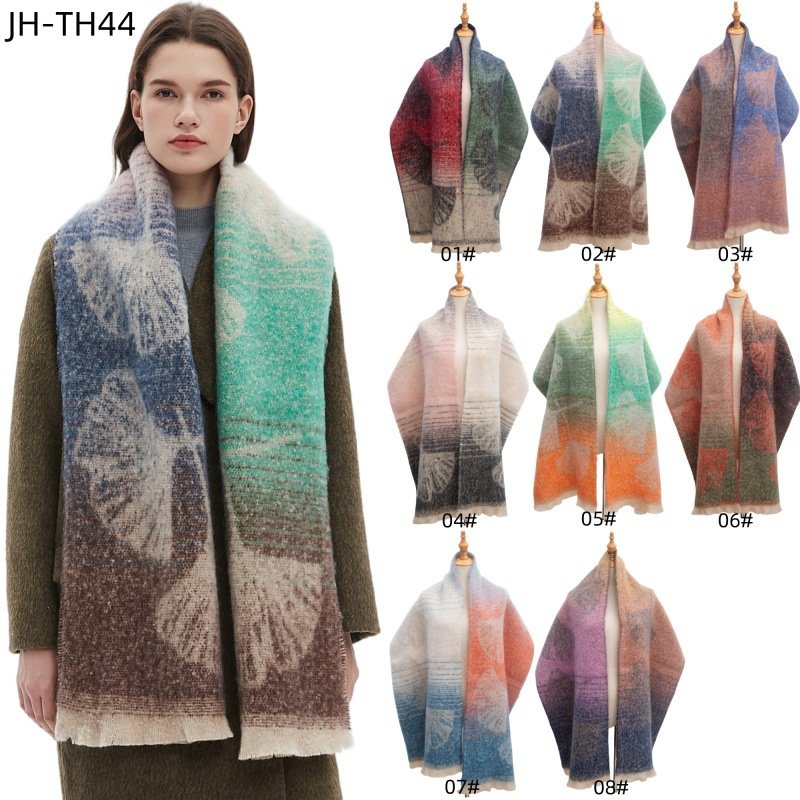 Stay Warm in Style with Jacquard Ginkgo Leaf Scarf