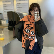 Warm Tiger Knit Scarf for Students, Winter Scarf for Cold Weather