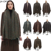Warm Red Black Tassel Scarf for Men
