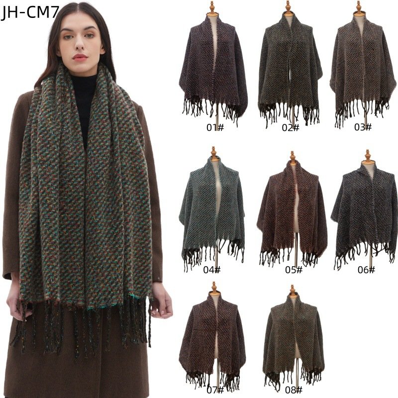 Warm Red Black Tassel Scarf for Men