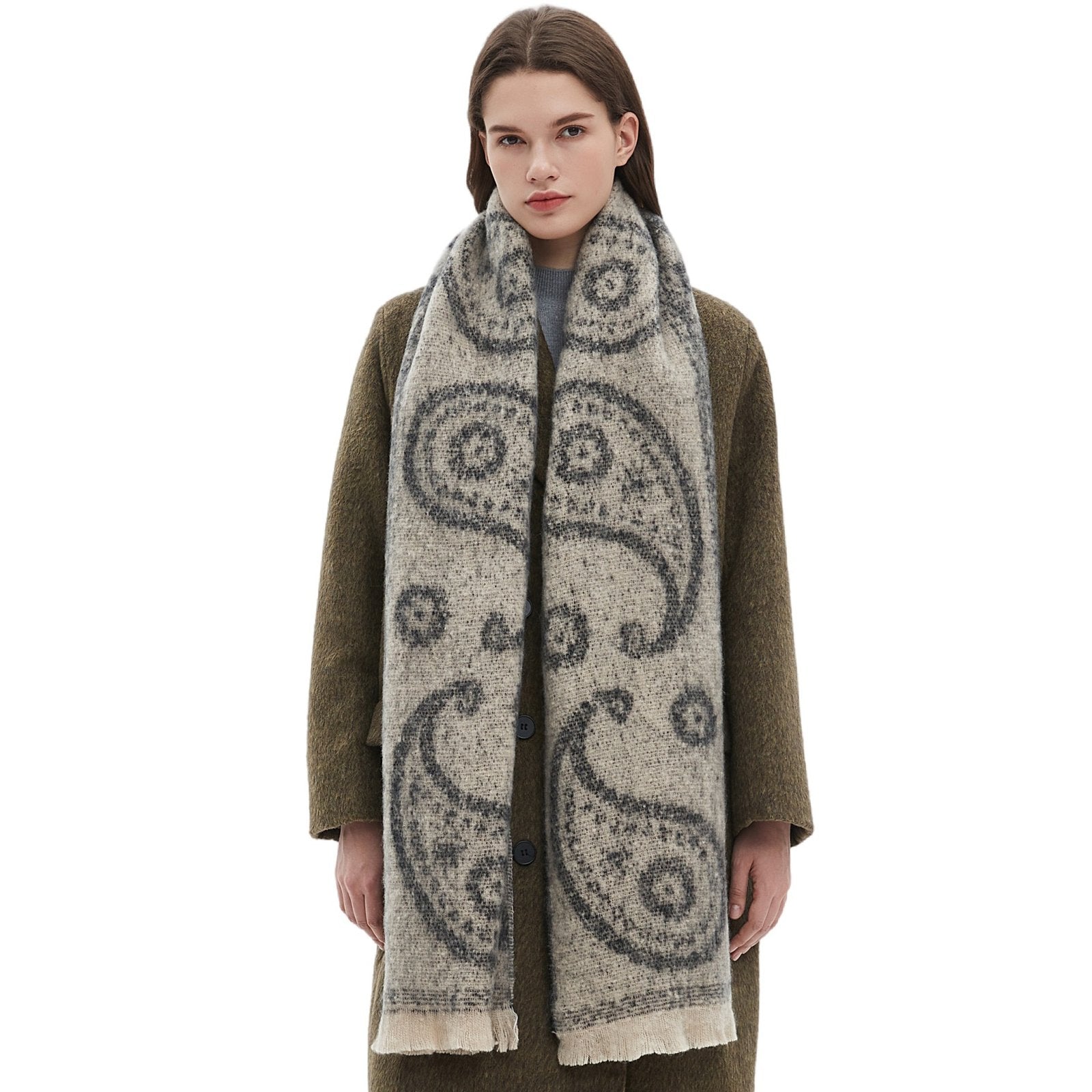 Paisley Jacquard Neck Warmer Scarf for Women Men - 6 Colors