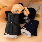 Warm Men's Flip Knitting Gloves for Cold Weather