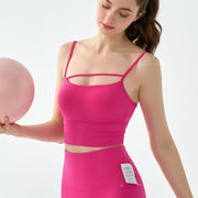 Rose Pink Sports Vest Workout Bra with Chest Pad for Yoga Fitness