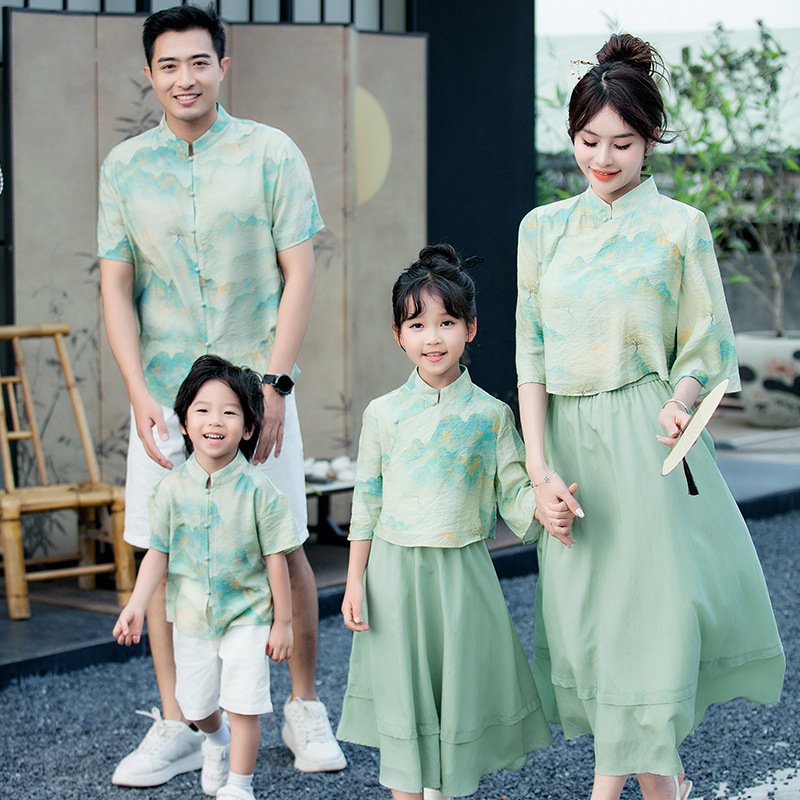 Parent-Child Chinese Style Cheongsam Suit Set