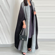 Gradient Color Pleated Shoulder Cloak Coat Plus Size Scarf