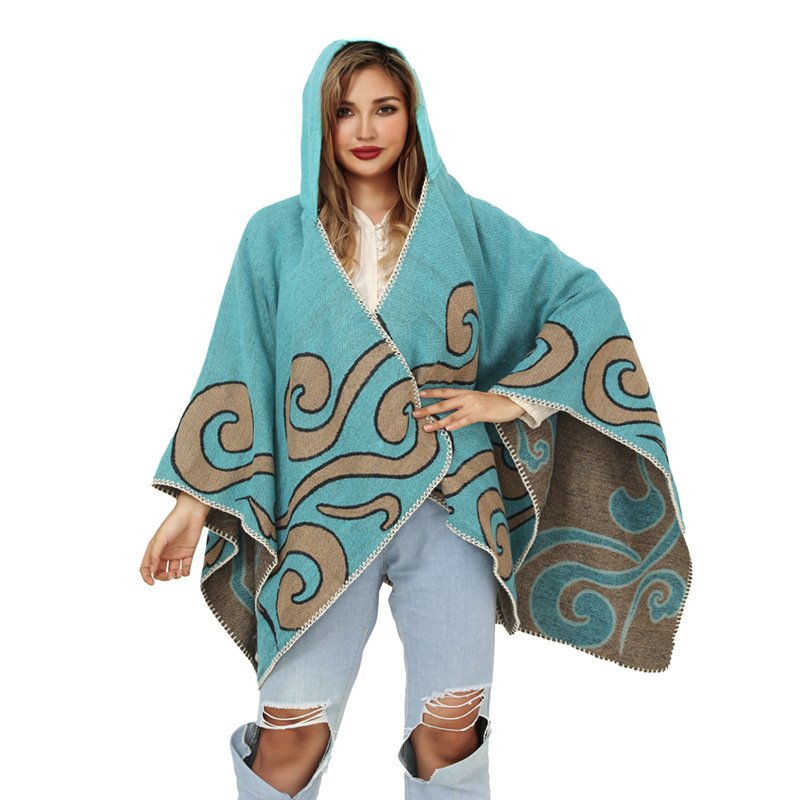 Warm European Style Knitted Cape and Shawl