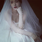 Summer Bridal Pearl Mesh Gloves