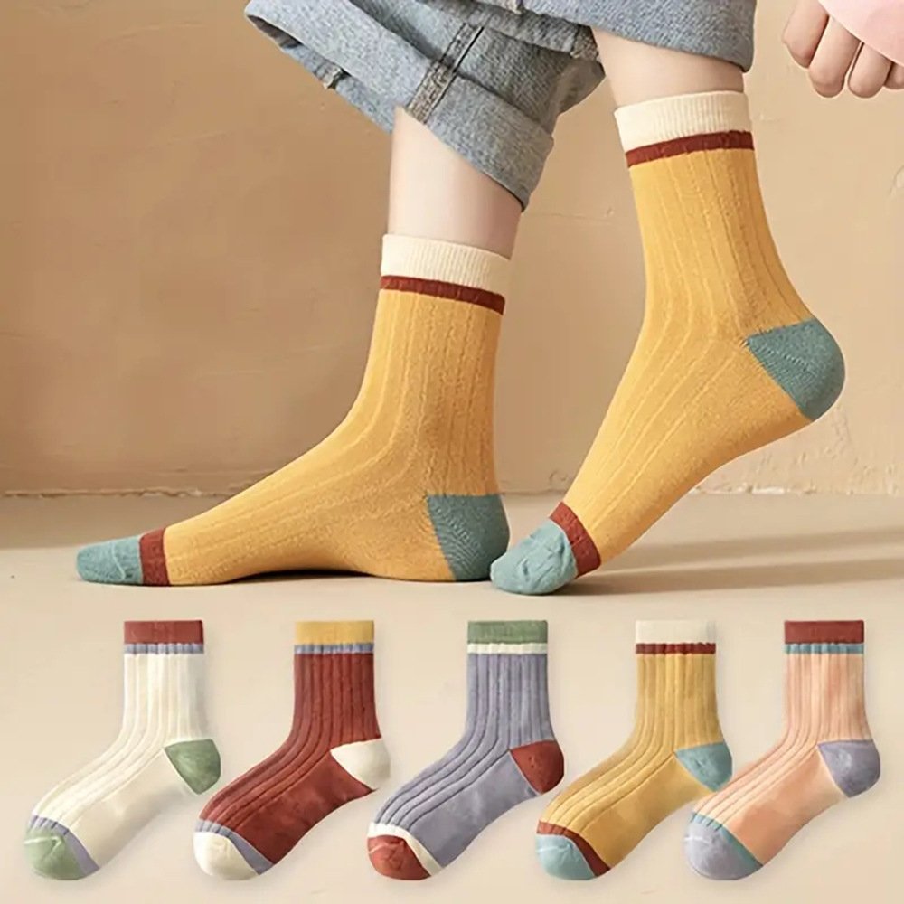 5-Pack Colorful Striped Socks for Women