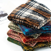 Warm Winter Plaid Scarf with Tassel