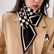 Cozy Autumn Scarf for Women - Korean-Style Lattice Design