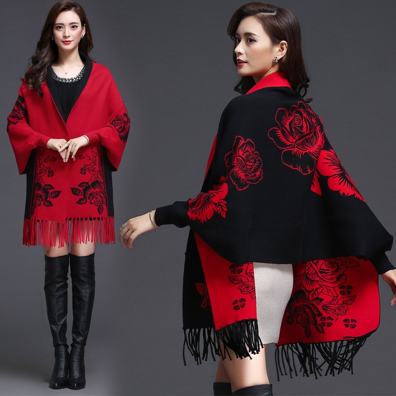 Women's Cashmere Cardigan with Tassels, Loose-fitting Knit Sweater
