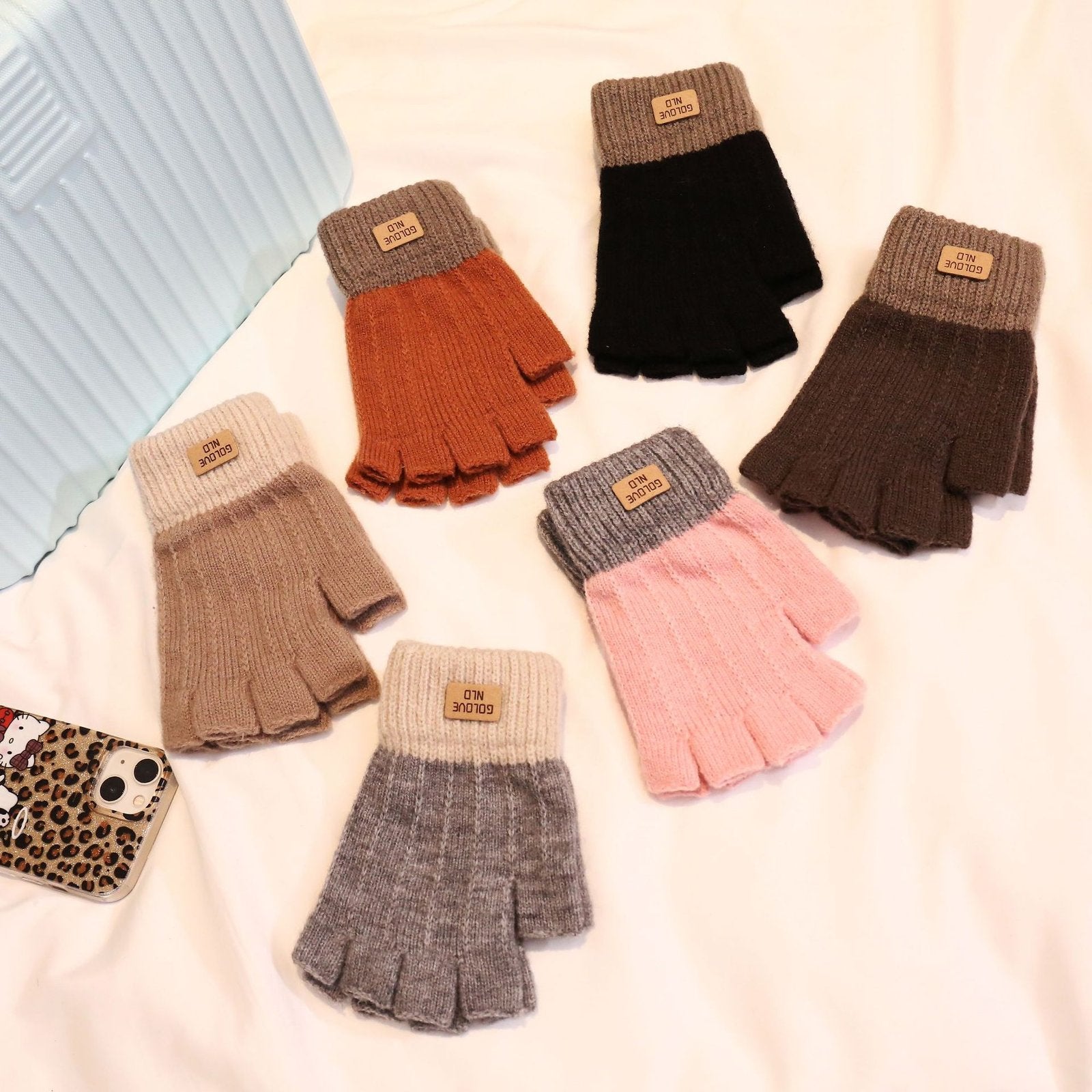 Warm Half Finger Gloves for Women - Touch Screen Friendly
