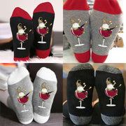 Casual Colorblock Wine Glass Socks for Women
