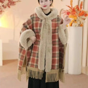 Warm Ginger Yellow Plaid Shawl for Women