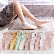Candy Color Women's Low-Cut Socks Invisible & Breathable Cotton Socks