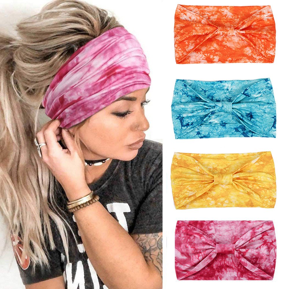 Super Wide Tie-dye Hair Band Headscarf for Women