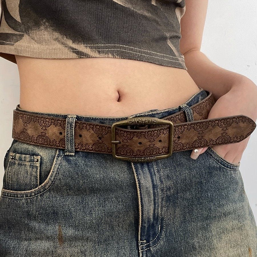 Distressed Ethnic Belt - Add Edge to Your Outfit