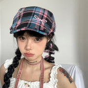 Retro Plaid Face-Looking Newsboy Hat for Women