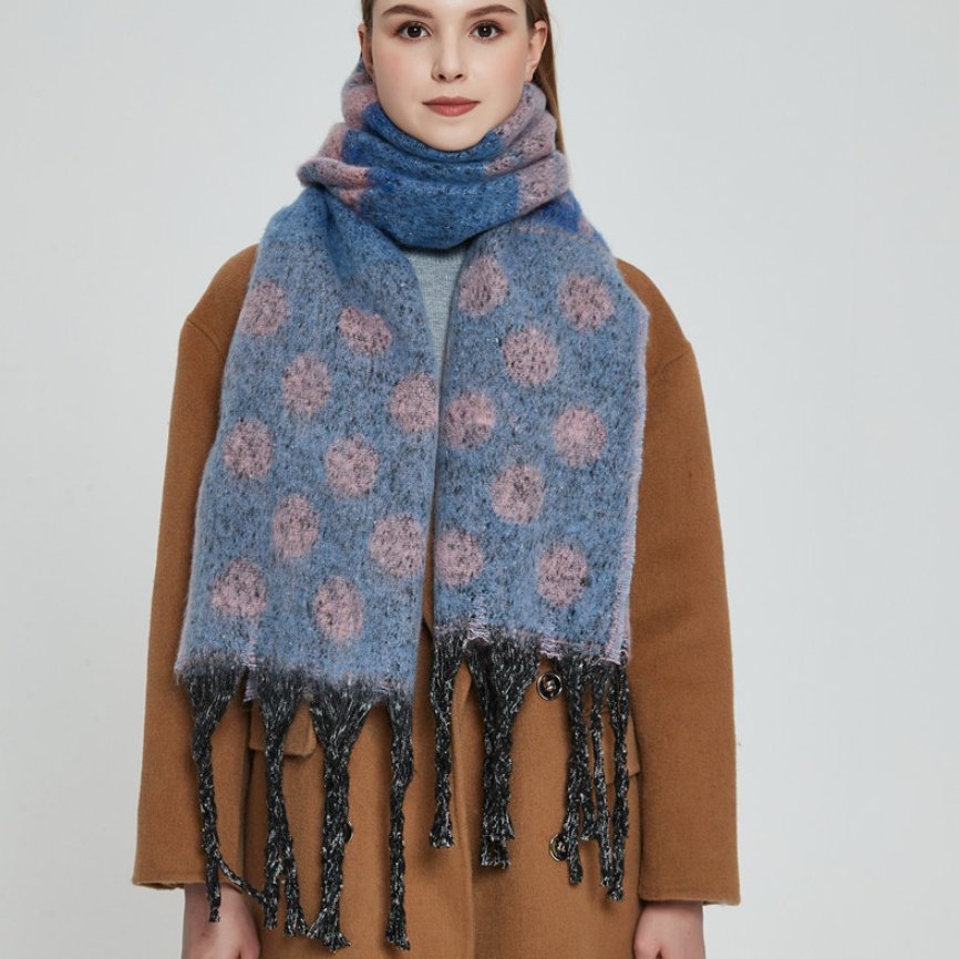 Thickened Jacquard Dot Scarf for Women - Winter Warmth