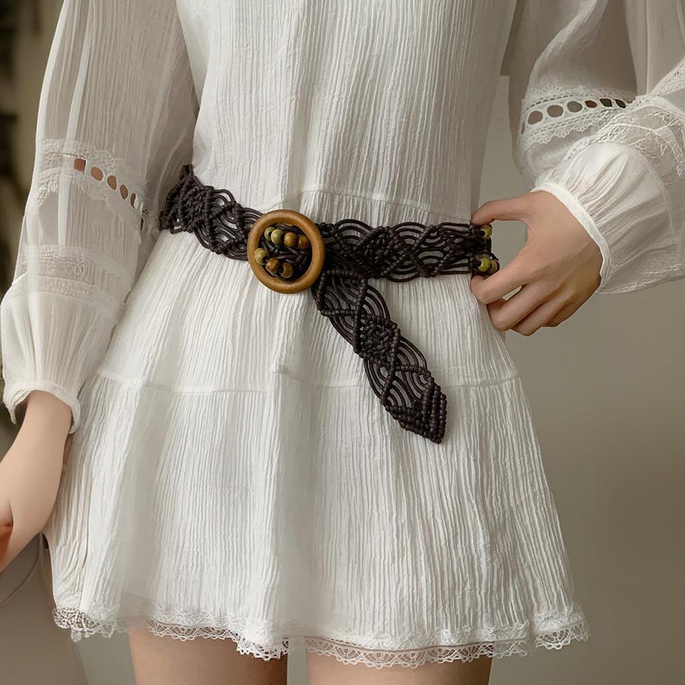 Ethnic Waist Strap with Chain Accessory
