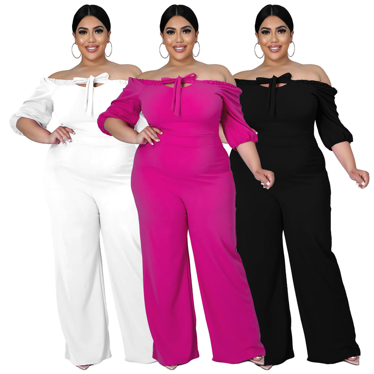 Women's Plus-Size Off-the-Shoulder Tube Jumpsuit